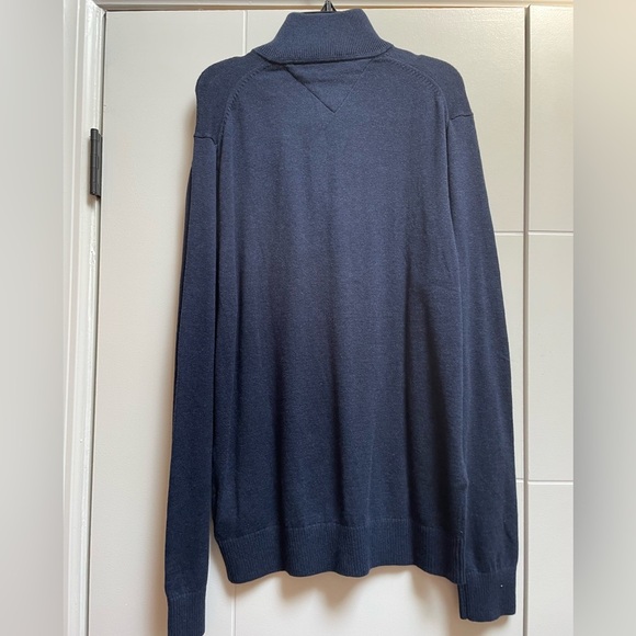 Tommy Hilfiger Men’s Navy Quarter Button Pullover Sweater Cotton Cashmere NEW - Picture 5 of 5